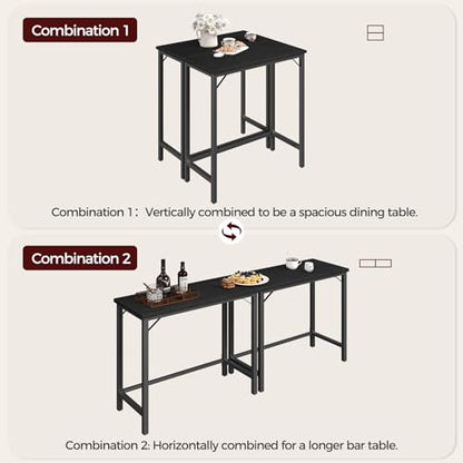 MAHANCRIS Narrow Bar Table, 63-Inch Pub Table for Dining Room, Counter Bar Tables with Sturdy Metal Frame, Connectable Bar Table, Multifunctional Console Table, Black BTBK1601 - color: Black