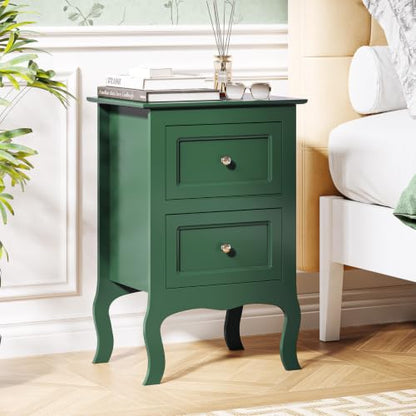 Bonnlo Green Nightstand Set of 2, Small Green Night Stands for Bedroom, Kids Room, Living Room, Wood, 15.75" W x 11.8" D x 23.6" H - color: Green