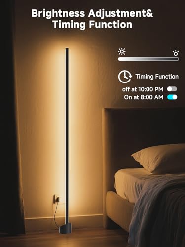 Tyute Standing Floor Lamp, RGB LED Lamp with Music Sync, Smart App and Remote Control Ambience Light with Music Sync, LED Lamp with 16 Million Colors for Bedroom, Living Room Gaming Room