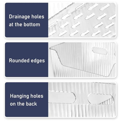 4 Pack Cabinet Door Organizer, Adhesive Wall Mounted Stackable Clear Storage Basket for Kitchen, Bathroom, Pantry, Under Sink, Office, Tabletop, and Cabinet Door Organization