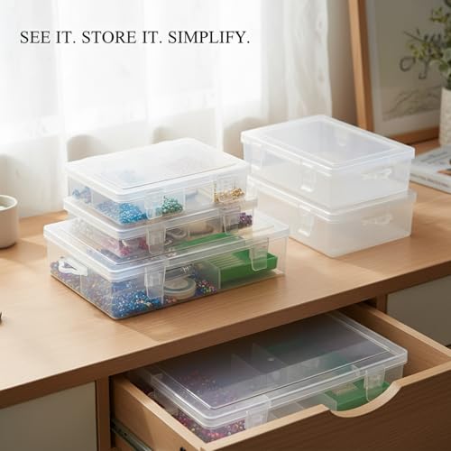 Stackable Clear Plastic Storage Bins with Lids, Transparent PP Organizer Boxes for Drawers, Shelves, and Desktops - size: 9.33 x 5.63 x 2.09 in