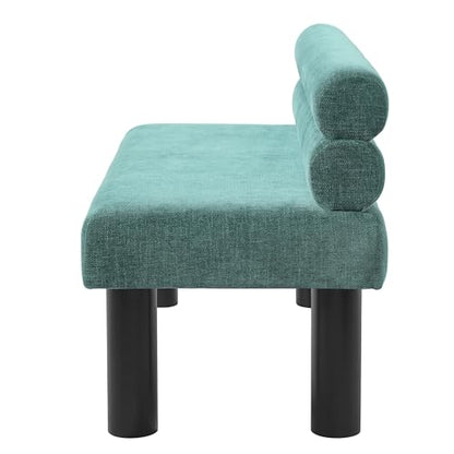 Christopher Knight Home Wally Fabric Upholstered Dining Bench, Long Dining Room Chair, Wooden Entryway Bench, Bedroom End of Bed Bench, Teal Green+Black - color: Teal Green+black