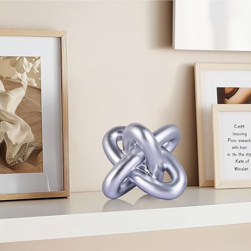 DOVDOV Silver Knot Sculpture, Three Knot Sculpture Silver Home Decor Accent, Suitable for Rustic Style Coffee Tables, Living Room Dining Tables, entryway Shelves, and Small Decorations. - color: Silver