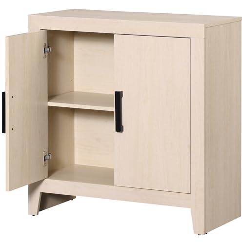 WAMPAT Buffet Cabinet with Storage, Kitchen Sideboard Cabinet with Door and Adjustable Shelf, Modern Farmhouse Credenza Wood Coffee Bar Table for Kitchen, Dining Room, Living Room, Beige - color: Beige