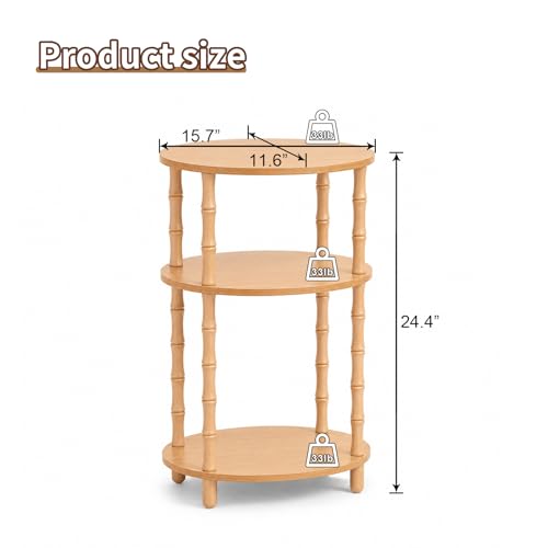 Side Table, 3-Tier Oval Accent Small End Table, Modern Oval Nightstand Accent Table for Small Space, Bedrooms, Living Room, Easy to Assemble, Natural - color: Natural, size: 15.7" x 11.6" x 24.4"