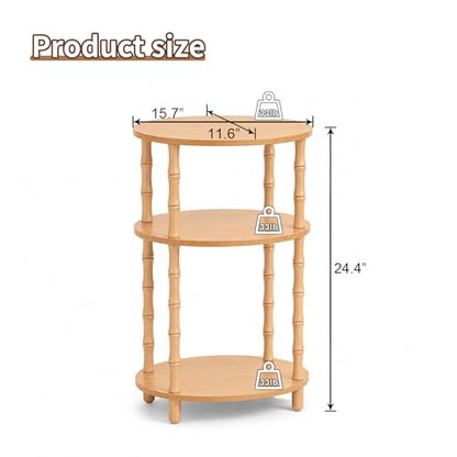 Side Table, 3-Tier Oval Accent Small End Table, Modern Oval Nightstand Accent Table for Small Space, Bedrooms, Living Room, Easy to Assemble, Natural - color: Natural, size: 15.7" x 11.6" x 24.4"