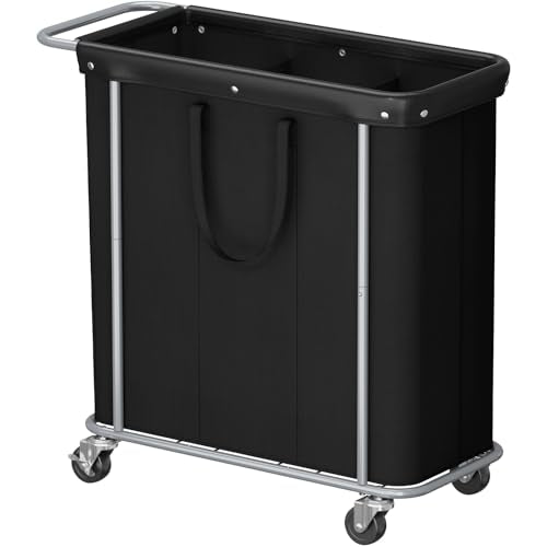 Lifewit 200L Rolling Laundry Basket with Steel Frame, Removable Bag, Black | 3 Section Laundry Hamper with Rubber Wheels, Waterproof Large Laundry Cart, Sturdy Steel Base for Luandry Room, Bedroom - color: Black, size: 200L