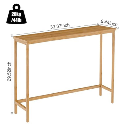 VASMIA Console Table, Entryway Table, Narrow Sofa Table, 39" Bamboo Hallway Table for Entryway, Living Room, Bedroom, Foyer, Natural - color: Natural, size: 9.44"D x 39.37"W x 29.52"H