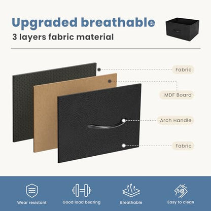 DUMOS Nightstand, Bedside Table with 4 Fabric Drawers | Night Stand with Removable Bins, Steel Frame Wood Top, Small Dresser for Bedroom Closet - color: Black, size: 11.8"D x 17.7"W x 37.4"H (4 Drawers)