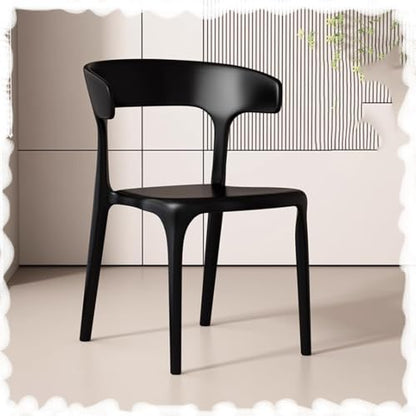 Stackable Dining Chairs with Backrest - Portable Plastic Bar Stools for Kitchen, Living Room, Patio & Restaurant - Space-Saving Design for Easy STO & Versatile Use - color: Black