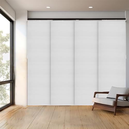 CHICOLOGY Panel Track Blinds, Jersey White, 86"x96", Cordless, Divider | 4 Fabric Panels, Fits 46–86″ Wide, Wall/Ceiling Mount, Room Divider Ready, Height Trimmable, Child & Pet Safe - color: Skyrise White