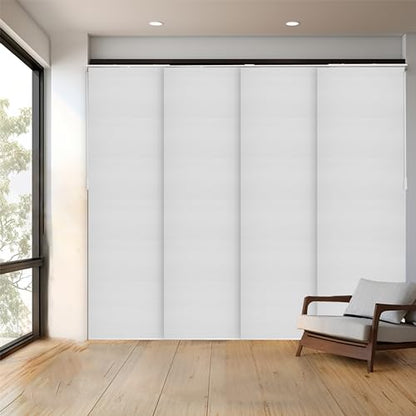CHICOLOGY Panel Track Blinds, Jersey White, 86"x96", Cordless, Divider | 4 Fabric Panels, Fits 46–86″ Wide, Wall/Ceiling Mount, Room Divider Ready, Height Trimmable, Child & Pet Safe - color: Skyrise White