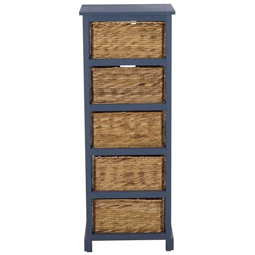 SAFAVIEH Furniture - Vedette 5-Basket Storage Tower - Blue - Solid Wood - Coastal Basket Tower Design - Ideal for Entryway, Living Room, 17.5" W x 13.5" D x 46" H - Fully Assembled (AMH5739H) - color: Blue
