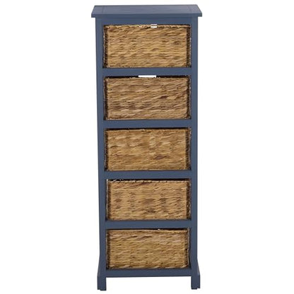 SAFAVIEH Furniture - Vedette 5-Basket Storage Tower - Blue - Solid Wood - Coastal Basket Tower Design - Ideal for Entryway, Living Room, 17.5" W x 13.5" D x 46" H - Fully Assembled (AMH5739H) - color: Blue