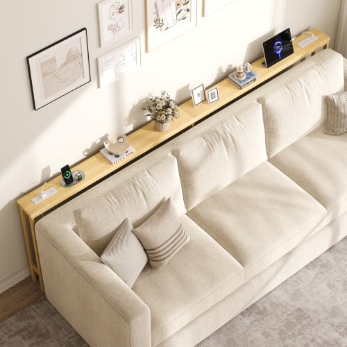 ELYKEN Bamboo 102.4'' Narrow Console Table, Long Sofa Table Behind Couch | Slim Entryway with Outlet, Skinny Hallway Table with Charging Station for Living Room, Foyer, Entrance, Natural - color: Natural, size: 5.9"D x 102.4"W x 31.5"H