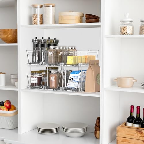 Simple Houseware 2 Tier Narrow Drawer Cabinet Pull-Out Organizer, Clear