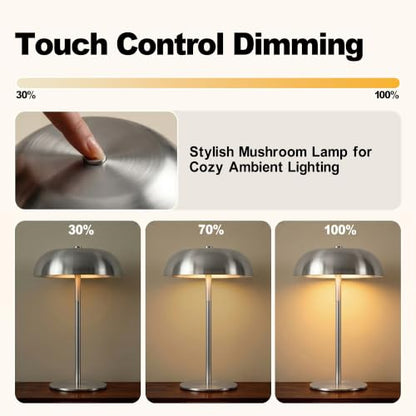 Portable LED Mushroom Table Lamp - color: Silver