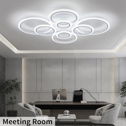 Shine LUEST Modern LED Ceiling Light, Dimmable LED Chandelier Flush Mount Ceiling Lights, Remote Control Acrylic Ring Ceiling Lamp Fixture for Living Room Dining Room Bedroom (White, 8 Rings) - color: White, 8 Rings