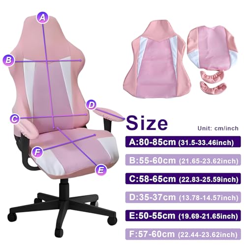 Gaming Chair Covers Only,Stretchable Fit Thick Breathable Mesh | Cat Scratch Proof,Scratch Resistant,Soft,Gaming Chair Seat Cover with 2Pcs Armrest Slipcovers(Pink-white,Style 2) - color: Pink-white, size: Style 2