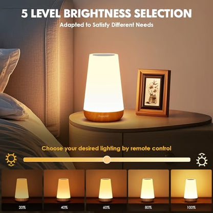 Auxmir Rechargeable Night Light, Remote Control Lamp, Light Brown-2 Pack | touch control, 13 colors, 5 brightness levels, 4 lighting modes, 1/2/4/6-hour auto-off, portable for nursery and camping - color: Light Brown-2 Pack