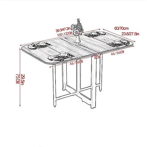 Expandable Drop Leaf Dining Table - Space-Saving Wooden Kitchen Table Multi-Functional 3-in-1 Design for Kitchen & Living Room Foldable Versatile Compact - color: E-weißes Regal, size: 100 cm