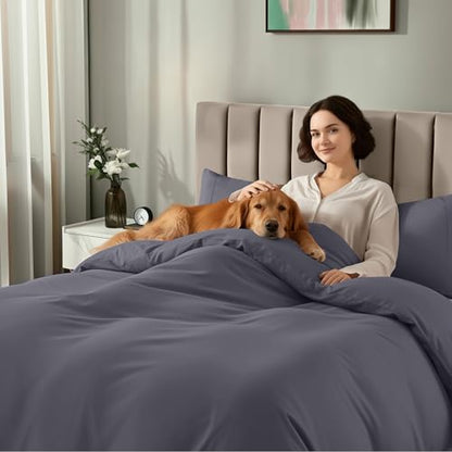 Utopia Bedding 4 Piece Bedding Set - 1 Fitted Sheet (54x75), 1 Duvet Cover Full Size, 2 Pillow Case (20x30) - All Season Luxury Bed in a Bag with Zippered Full Duvet Cover - No Comforter (White) - color: Grey, size: Full - Duvet Cover with Fitted Sheet