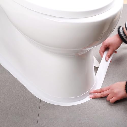 White Caulk Tape Self Adhesive Waterproof, Bathroom Peel & Stick Caulking Strip Floor Tile Wallpaper Toilet Tub Shower Wall Trim, DIY Project Renter Friendly Decor, Quick & Easy to Install in Minutes - style: White-1.5IN-10.5FT