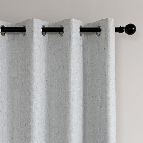Amazon Basics Faux Linen Blackout Curtains for Bedroom and Living Room, 2-Piece Set with Grommets, 52" W x 95" L, White - color: White, size: 52"W x 95"L (Pack of 2)
