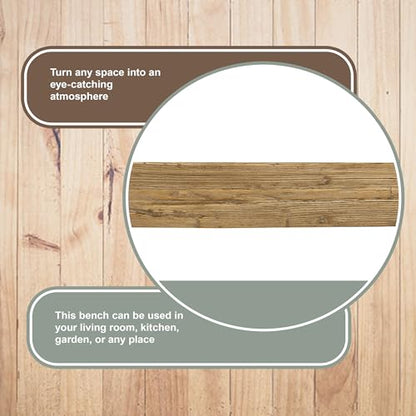 Artissance Rustic Natural Wood Noodle Bench, Long Wooden Entryway Bench, Weathered Farmhouse Indoor Outdoor Seating, End of Bed or Dining Room Bench Decor - size: 19H x 8W x 45L