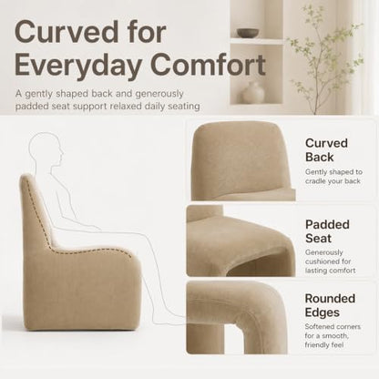 Hyfirm Accent Chair with Matching Side Table, Sculptural Design, Khaki | Sculptural armless reading chair with matching upholstered side table for living rooms, bedrooms, and reading nooks - color: Kakhi Chenille