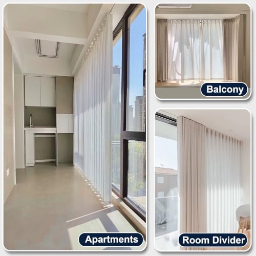 Thin Hidden Curtains Rails Ceiling Mounted Room Divider Curtain Track | Custom Size, Aluminum Heavy Duty Sliding Rod, for Offices Studio Apartments Shower(White,1.5M/4.9ft) - color: White, size: 1.5M/4.9ft