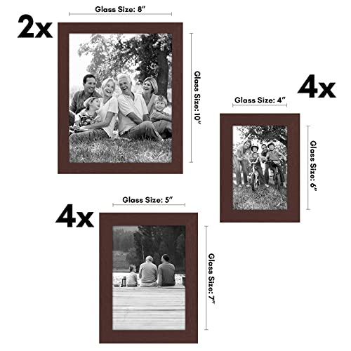 Americanflat Set of 10 Picture Frames with Shatter-Resistant Glass - Gallery Wall Frame Set with Two 8x10, Four 5x7 and Four 4x6 Frames - Signature Collection - Mahogany - color: Mahogany, style: 10 Pack