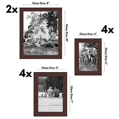 Americanflat Set of 10 Picture Frames with Shatter-Resistant Glass - Gallery Wall Frame Set with Two 8x10, Four 5x7 and Four 4x6 Frames - Signature Collection - Mahogany - color: Mahogany, style: 10 Pack