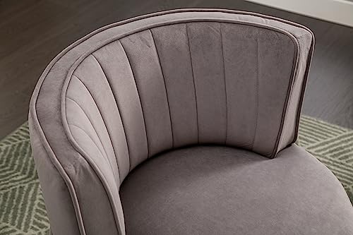 SLEERWAY 360° Swivel Barrel Chair, Modern Velvet Round Accent Chair, Comfy Upholstered Small Armchair with Gold Metal Base for Living Room Bedroom Nursery Office Sillas para Sala, Gray - color: Grey