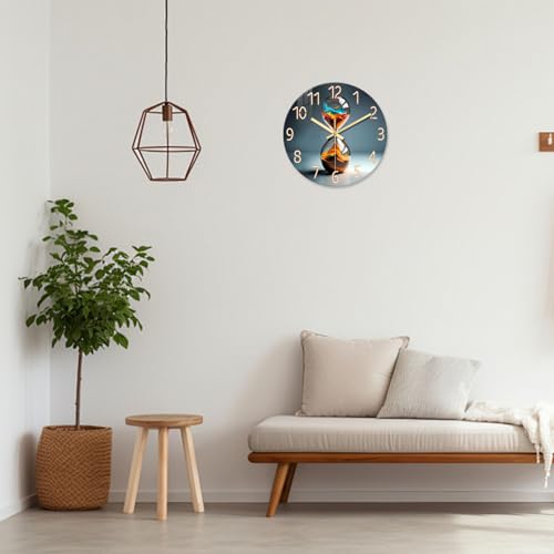 XNM Glass Sand Wall Clocks Battery Operated 12 Inch | Round Silent Wall Clock for Kitchen Bedroom Living Room Dining Room Analog Clock for Wall - color: Gold 1, size: 12 Inch