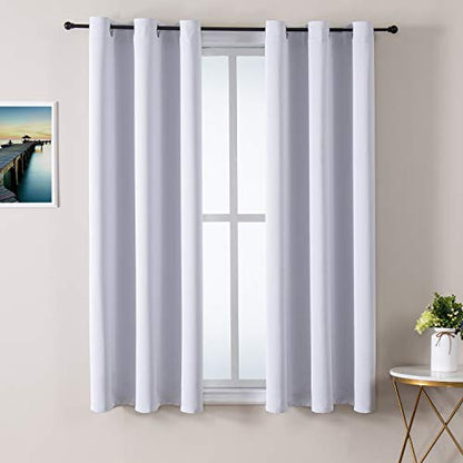 ChrisDowa Room Darkening Curtains for Bedroom and Living Room 40 Inch Long | 2 Panels Set, Thermal Insulated, Noise Reducing, Grommet, Blackout, Window Treatment Drapes, Greyish White, 29 x 40 Inch - color: Greyish White, size: 29"W x 40"L (Pack of 2)