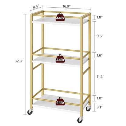 MAHANCRIS Bar Cart for The Home, 3-Tier Drink Cart on Wheels, Home Bar Serving Cart, Mini Bar Cart for Small Space, Rolling Kitchen Carts for Bar, Kitchen, Dining Room, Gold RCJW4001 - style: Modern