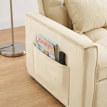 Sleeper Chair with Pull Out Bed, 3 In1 Convertible Chair Bed, White | Adjustable Backrest with Multiple Reclining Positions, Soft Cushioning, Handy Side Pocket, Perfect for Everyday Lounging - color: W-white-m1
