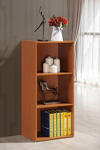 Hodedah Import 3 Shelf Bookcase, Cherry - color: Cherry, size: 3-Shelf