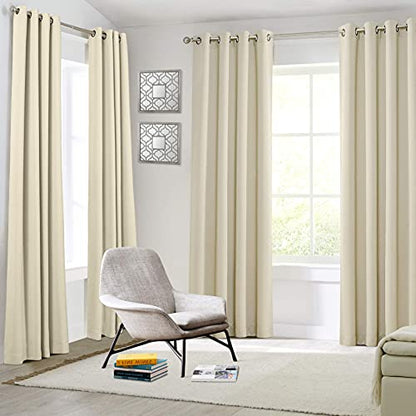 MYSKY HOME Beige Bedroom Blackout Curtains, 42 x 63 Inch, Dark Grommet Living Room Curtains - color: Beige, size: 42"W x 63"L (Pack of 1)