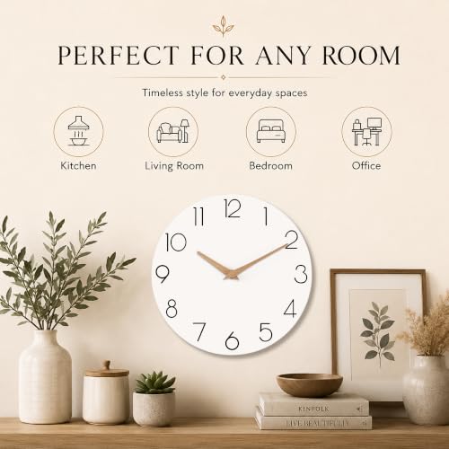 cicininc 8 Inch Battery Operated Wall Clock, Silent Analog, White | Kitchen | Office | Bedroom | Bathroom | Small Size | Easy-to-read Numbers - color: B_white, size: 8"