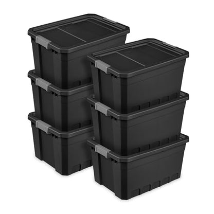 Sterilite Stacker Tote, Plastic Storage Bins with Lids, 19 Gallon, 6-Pack | Rugged Stackable Organizer Bin Containers with Latching Lids for Bed, Garage, Office, Kitchen, Closet & Classroom - size: 19 Gallon, style: 6 Pack