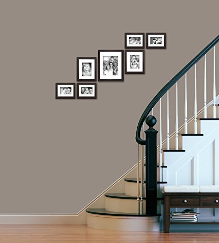 Craig Frames 23247778 Picture Frame 7-Piece Wall Set, Brown Frames, White Display Mats - color: 621FSET01S07Y Brown Frame Set