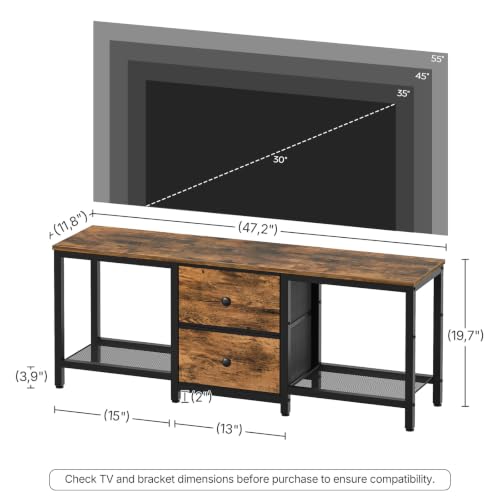 TV Stand for TVs up to 55", Entertainment Center with 2 Fabric Drawer, Media Console with Shelves, Television Stands for Living Room, Bedroom, Rustic Brown DS02RBR - color: Rustic Brown