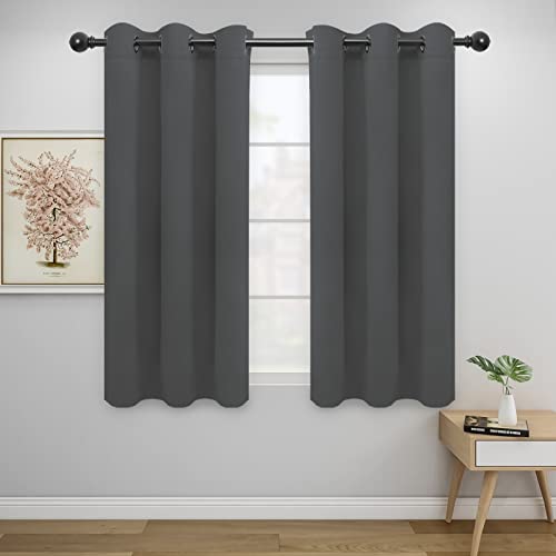 Easy-Going Blackout Curtains for Bedroom, Solid Thermal Insulated Grommet and Noise Reduction Window Drapes, Room Darkening Curtains for Living Room, 2 Panels (42x54 in, Gray) | Washable Grommet Top Window Drapes for Bedroom and Living Room, Noise Reducti