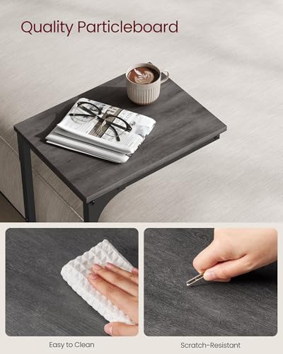 VASAGLE C-Shaped End Table, Small Sofa Side Table with Metal Frame | for Couch, Living Room, Bedroom, Bedside, Misty Gray and Black, BARNET Collection ULET350B68 - color: Misty Gray + Black