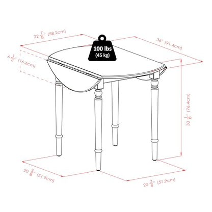 Winsome Sorella Round Double Drop Leaf Dining Table, Walnut - color: Walnut, size: Table