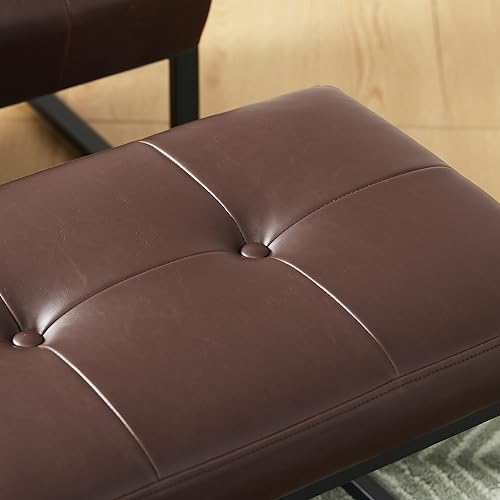 Glitzhome Ottoman Bench, Modern PU Leather Vanity Stools Chairs with Metal Frame, Makeup Stool Padded Foot Rest Stool for Living Room Vanity, Entryway, Bathroom, Brown - color: Brown