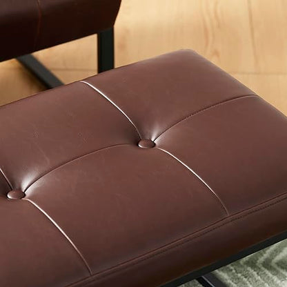 Glitzhome Ottoman Bench Pack of 2, Modern PU Leather Vanity Stools Chairs with Metal Frame, Makeup Stool Padded Foot Rest Stool for Living Room Vanity, Entryway, Bathroom, Brown - color: Brown, Pack of 2