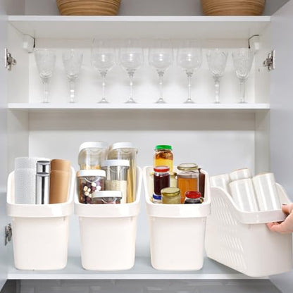 Coloch 4 Pack Plastic Under Sink Organizer with Wheels, Roll Out Bottle Organization Bins Narrow Kitchen Cabinet Organizers Multifunctional Plastic Organizer Basket for Under Sink, Kitchen, Bathroom